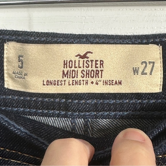 NWT Hollister midi short size 5, w27", 4" inseam, dark wash, denim - Picture 2 of 13